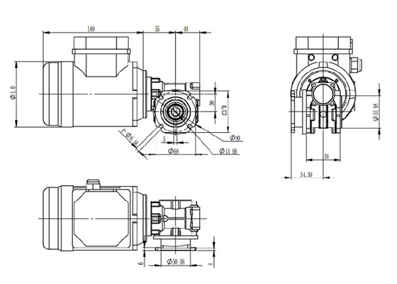艾思捷蜗轮减速机SJMFV030+0.09KW安装尺寸图纸.png 艾思捷蜗轮减速机SJMFV030+0.09KW安装尺寸图纸.png